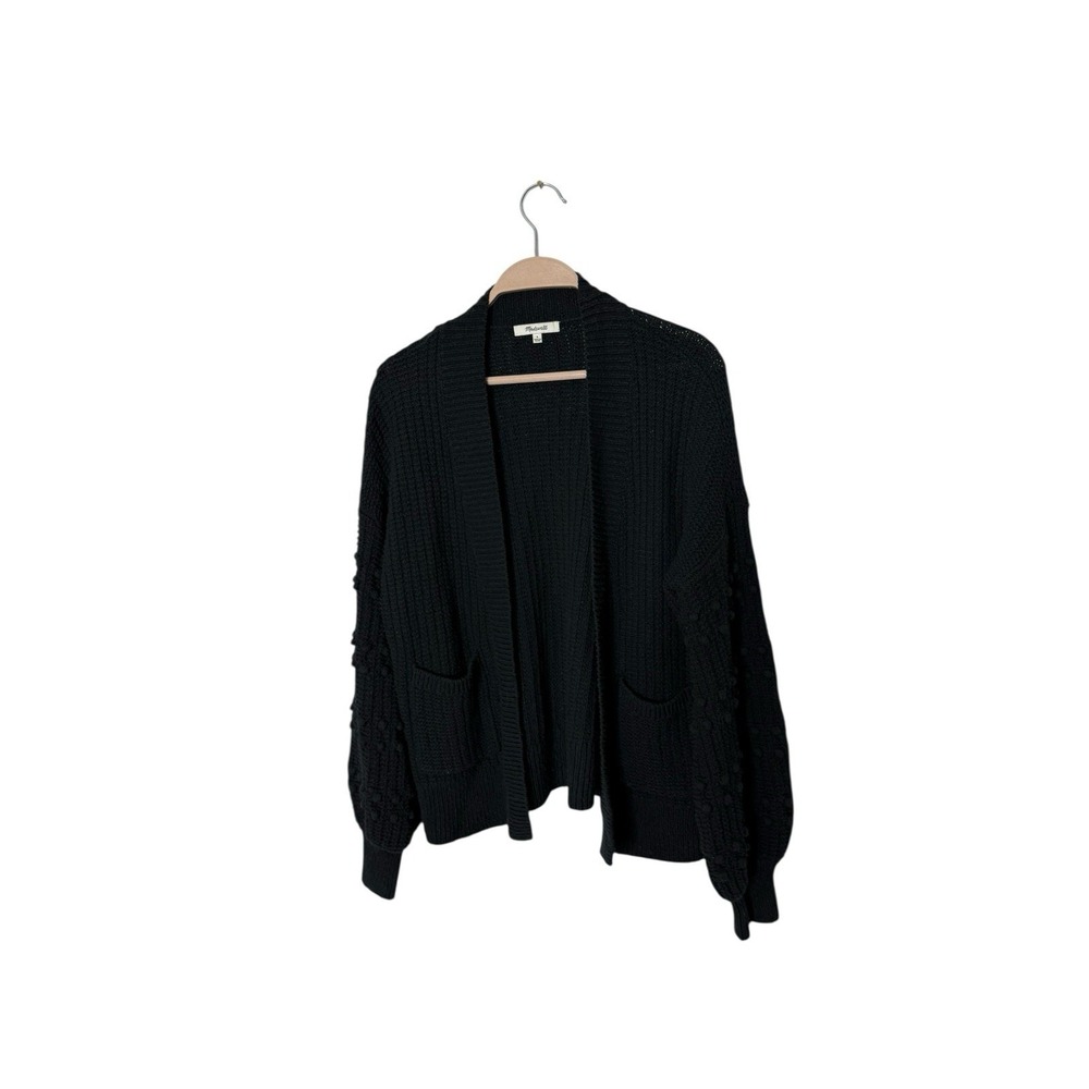 Madewell Women Bobble Cardigan Sweater Size S Black Open Front Balloon Sleeve - Picture 1 of 3